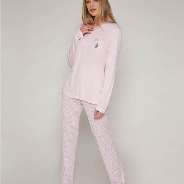 Pijama Largo Viscosa Rosa Admas